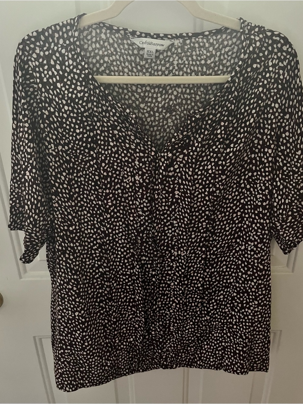 Croft & Barrow Women’s XXL Burgundy Black Print Pleated Blouse-Short Sleeve